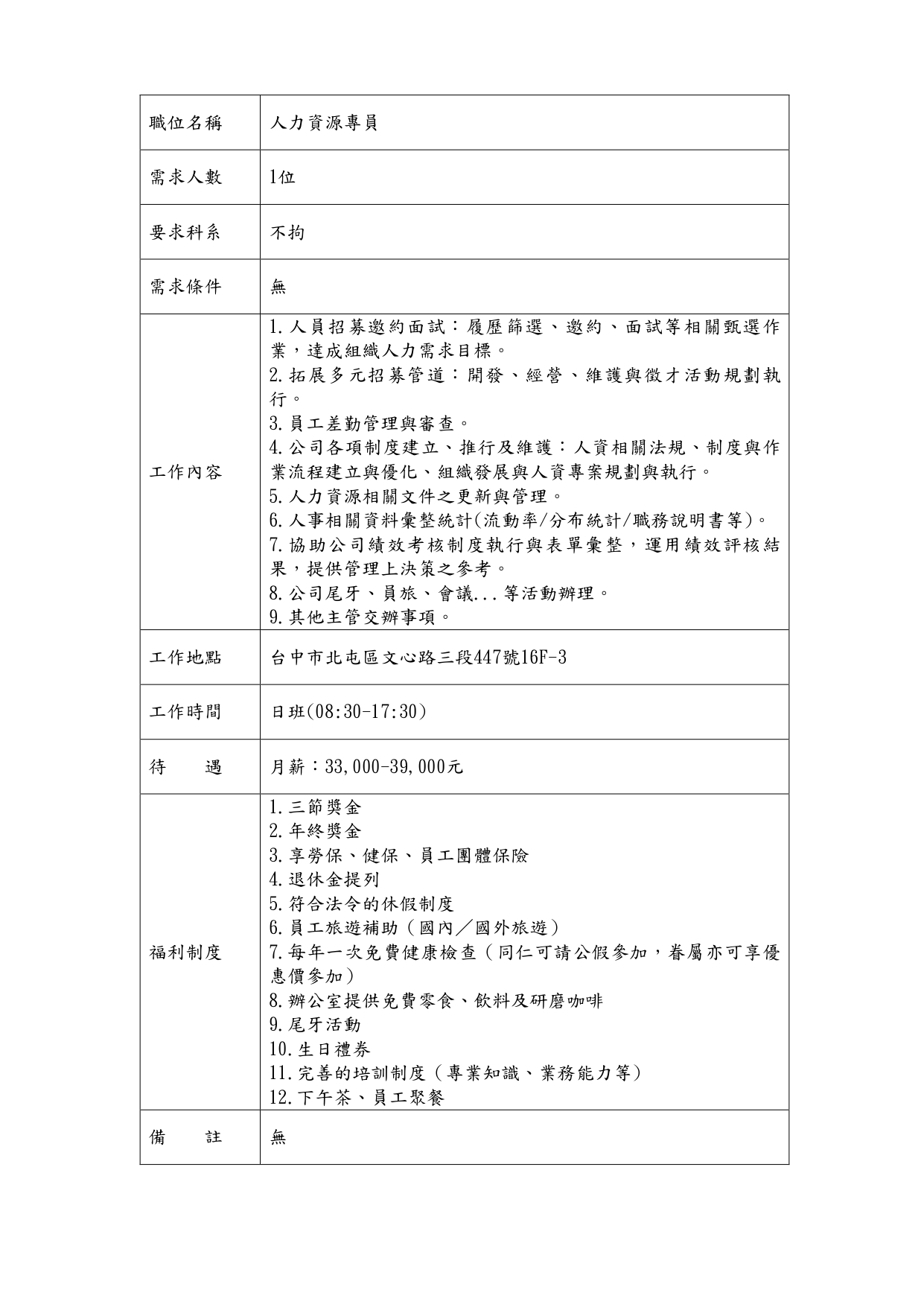 人力資源專員1