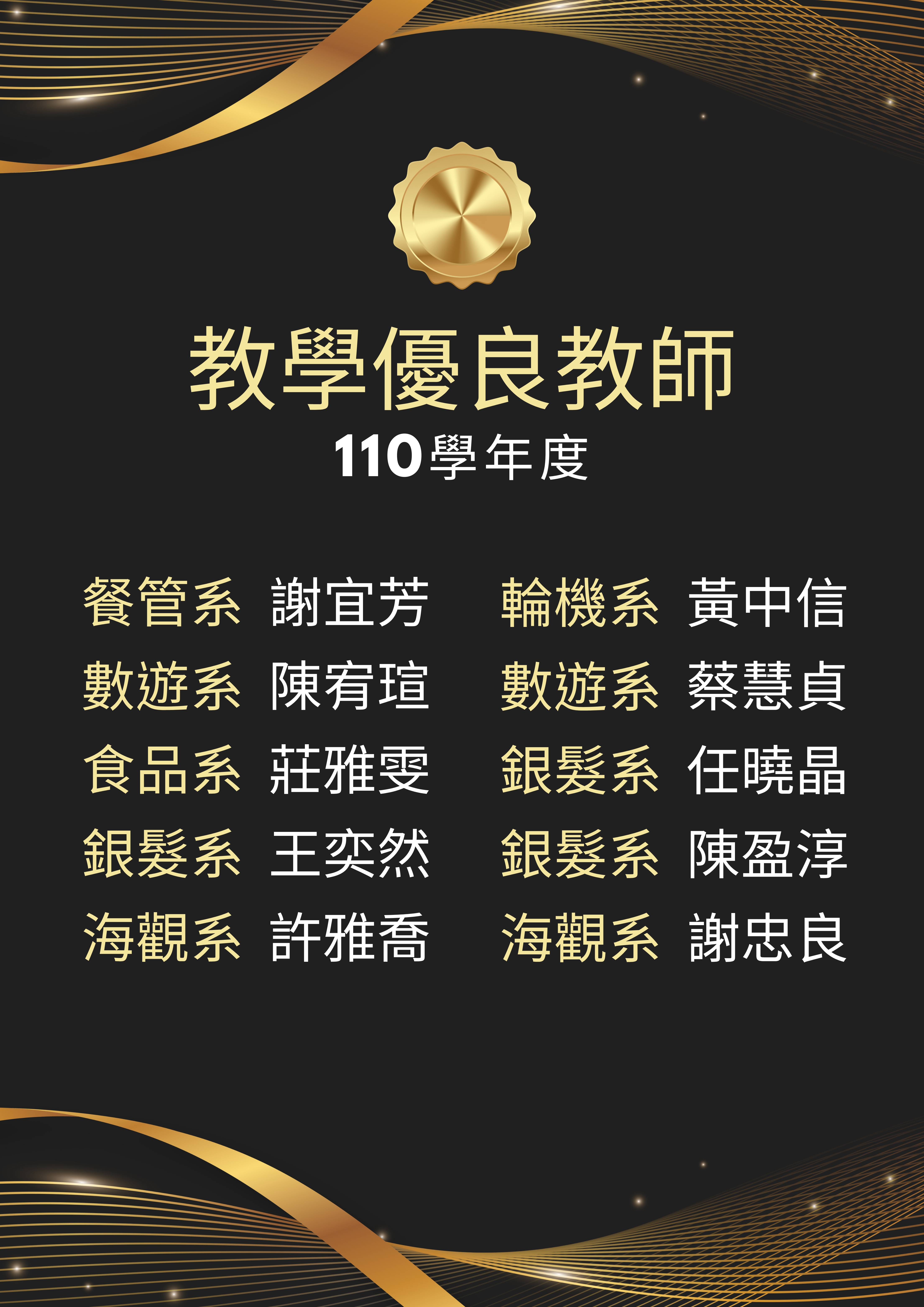 110學年優良教師